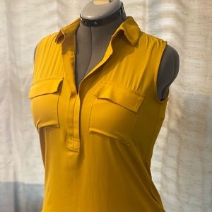 Ann Taylor Loft Mustard Collared Tank